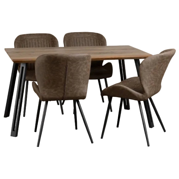 Quebec Straight Edge Dining Table Set with 4 Chairs - Seconique