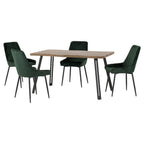 Quebec Wave Edge Dining Set with 4 Velvet Avery Chairs - Seconique