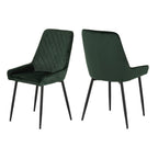 Quebec Wave Edge Dining Set with 4 Velvet Avery Chairs - Seconique