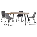 Quebec Wave Edge Dining Set with 4 Velvet Lukas Chairs - Seconique